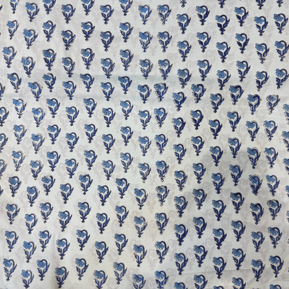 Hand Block Royal Blue Flora
