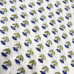 Hand Block Olive & Indigo Bloom
