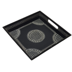 Black Tribal Dot Wooden Tray