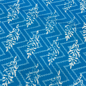 Hand Block Electric Blue Foliage