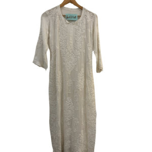 Pure White 3D Chikankari Kurta – Georgette Collection