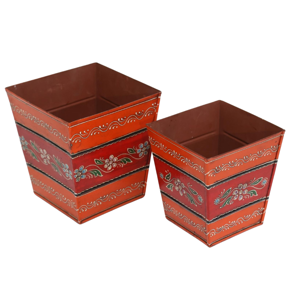 Royal Floral Square Planter Set