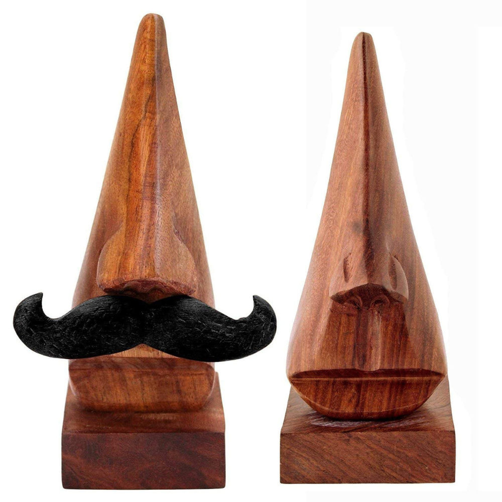 Wooden Nose Shaped Specs Holder