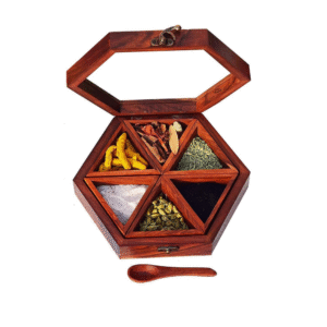 Wooden Spice Box Set with Spoon